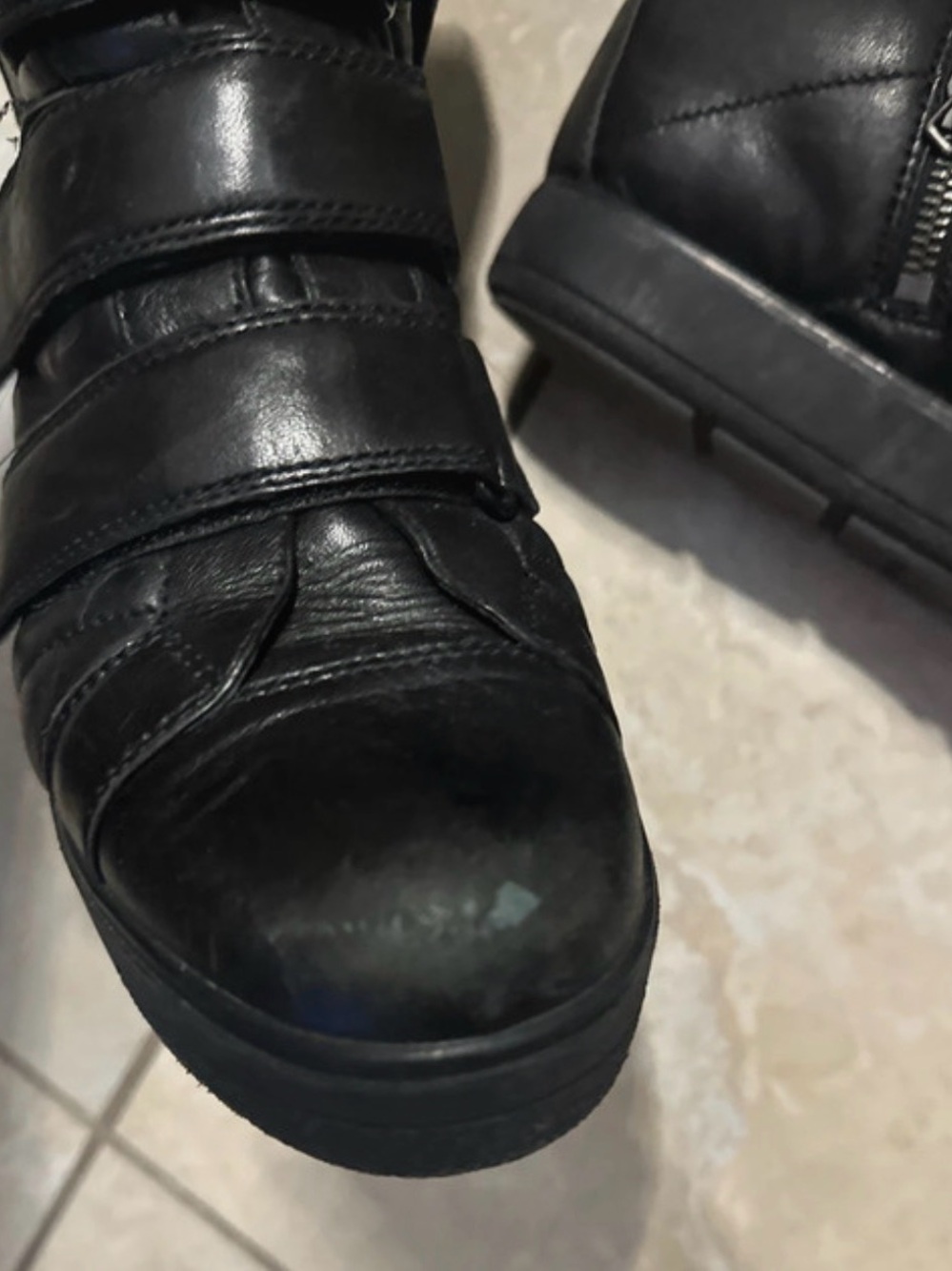 Prada Sport Black Leather Triple Strap High Top Wedge Sneakers 39 - Picture 3 of 13